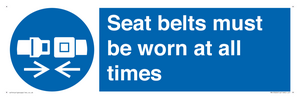 Seat belts must be worn at all times
